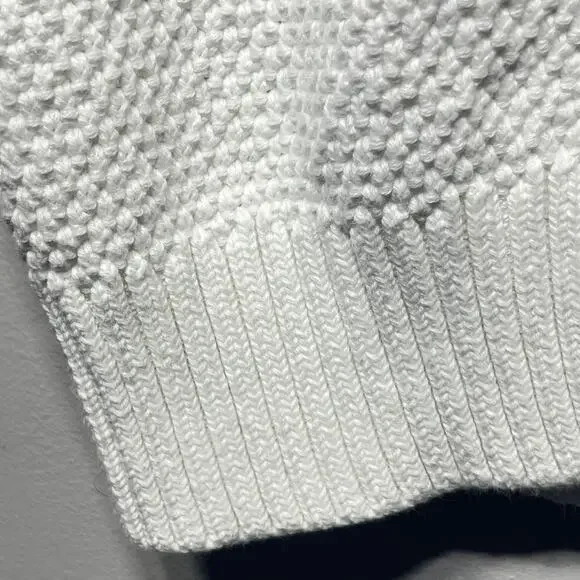 L.L.Bean Sweater Cardigan White Honeycomb Knit Chunky Spring Cottagecore M - Picture 4 of 7